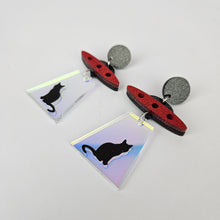 Load image into Gallery viewer, Alien Abduction Cat Acrylic Earrings

