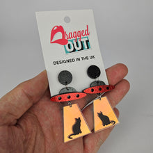 Load image into Gallery viewer, Alien Abduction Cat Acrylic Earrings
