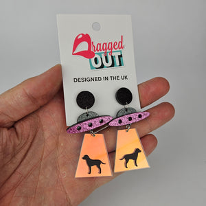 Alien Abduction Dog Acrylic Earrings