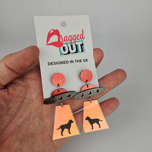 Alien Abduction Dog Acrylic Earrings
