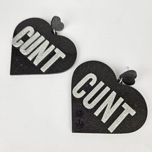 Load image into Gallery viewer, Cunt Large Heart Acrylic Earrings
