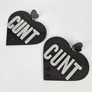 Cunt Large Heart Acrylic Earrings