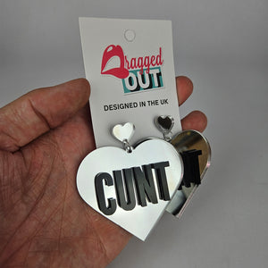 Cunt Large Heart Acrylic Earrings