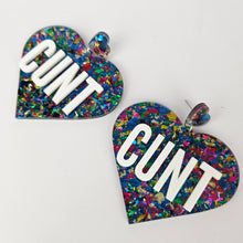 Load image into Gallery viewer, Cunt Large Heart Acrylic Earrings
