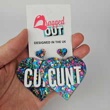Load image into Gallery viewer, Cunt Large Heart Acrylic Earrings
