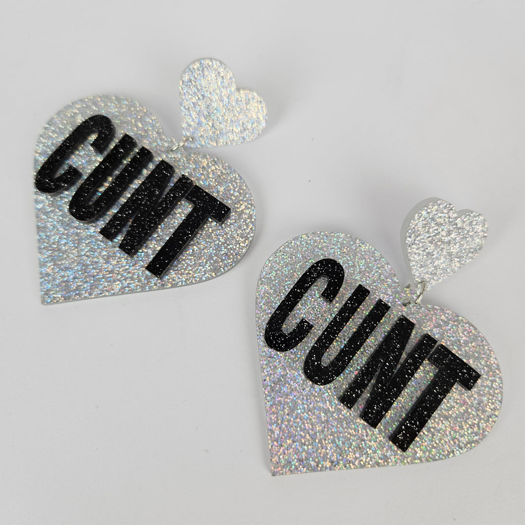 Cunt Large Heart Acrylic Earrings