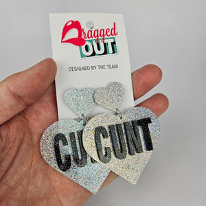Cunt Large Heart Acrylic Earrings