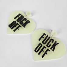 Load image into Gallery viewer, Fuck Off Glow In The Dark Large Heart Acrylic Earrings

