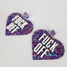 Load image into Gallery viewer, Fuck Off Large Heart Acrylic Earrings

