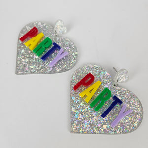 Party Large Heart Acrylic Earrings