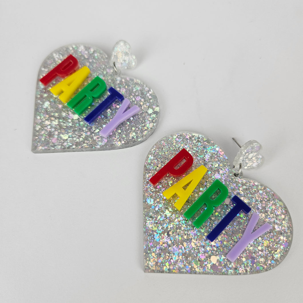 Party Large Heart Acrylic Earrings