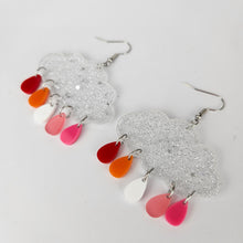 Load image into Gallery viewer, Lesbian Pride Cloud Acrylic Earrings
