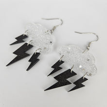 Load image into Gallery viewer, Lightning Bolt Cloud Acrylic Earrings
