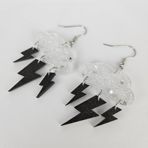 Lightning Bolt Cloud Acrylic Earrings