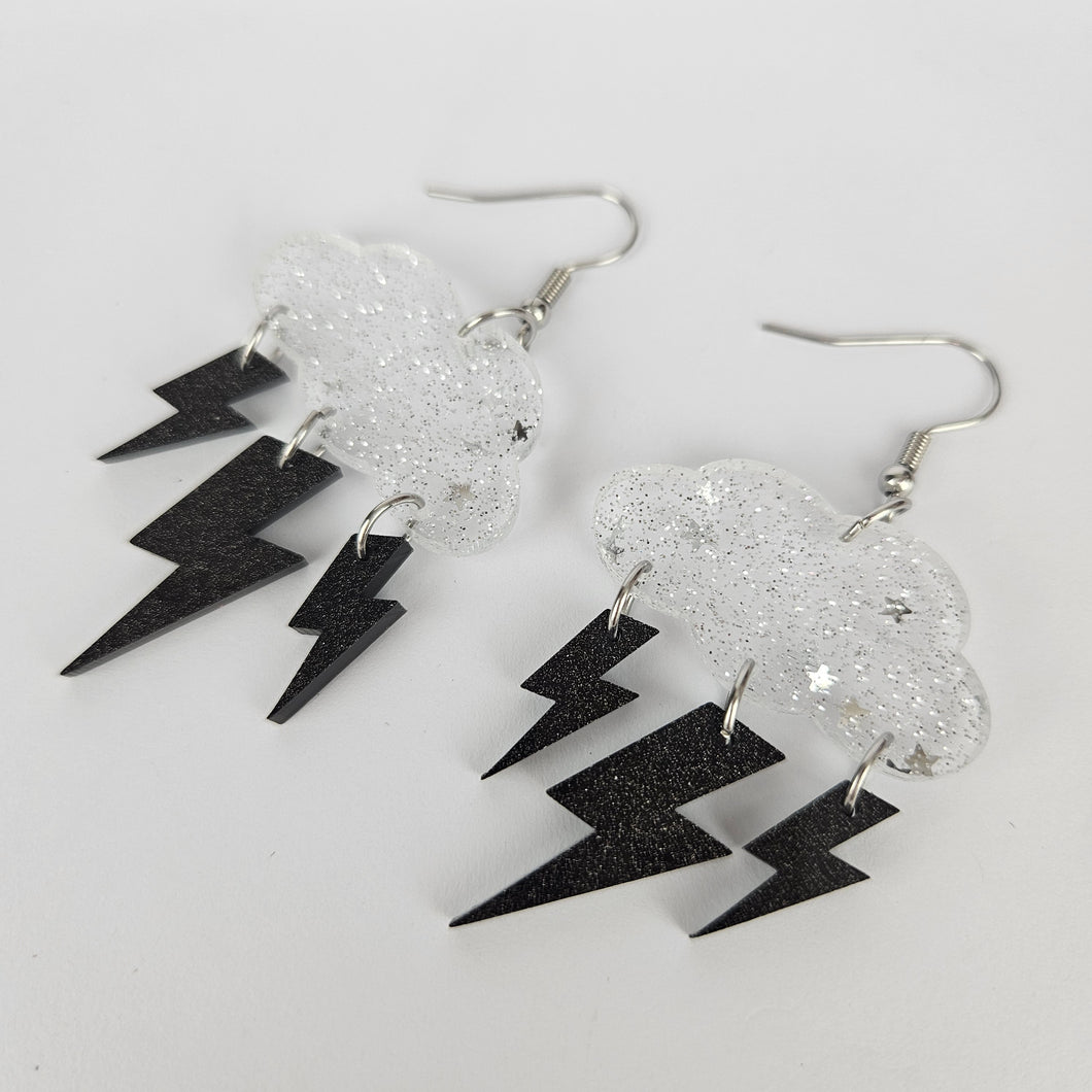 Lightning Bolt Cloud Acrylic Earrings