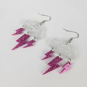 Lightning Bolt Cloud Acrylic Earrings