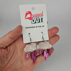 Lightning Bolt Cloud Acrylic Earrings