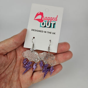 Lightning Bolt Cloud Acrylic Earrings