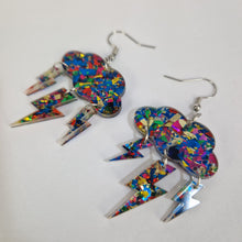 Load image into Gallery viewer, Rainbow Glitter Lightning Bolts And Cloud Acrylic Earrings
