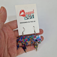 Load image into Gallery viewer, Rainbow Glitter Lightning Bolts And Cloud Acrylic Earrings
