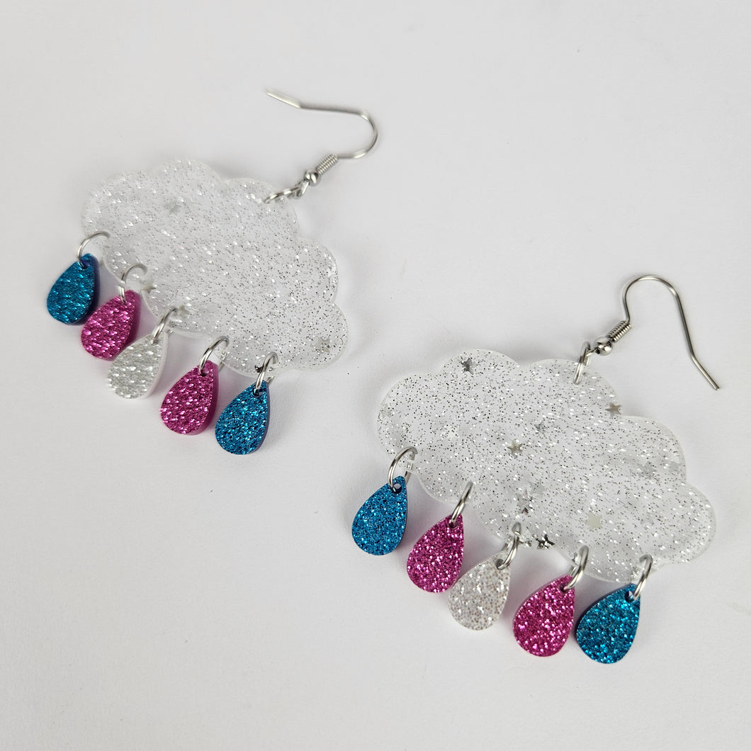 Trans Pride Cloud Acrylic Earrings