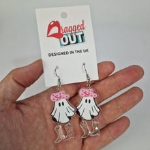 Load image into Gallery viewer, Ghost Cowboy Pink Acrylic Earrings
