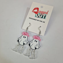 Load image into Gallery viewer, Ghost Cowboy Pink Acrylic Earrings
