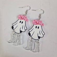 Load image into Gallery viewer, Ghost Cowboy Pink Acrylic Earrings
