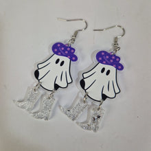 Load image into Gallery viewer, Ghost Cowboy Purple Acrylic Earrings
