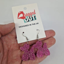 Load image into Gallery viewer, Balloon Dog Pink Glitter Acrylic Earrings
