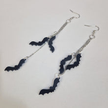 Load image into Gallery viewer, Dangle Bat Black Acrylic Earrings
