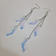 Load image into Gallery viewer, Dangle Bat Iridescent Acrylic Earrings
