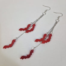 Load image into Gallery viewer, Dangle Bat Red Acrylic Earrings
