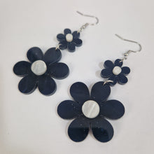 Load image into Gallery viewer, Black Floral Acrylic Earrings
