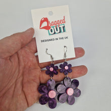 Load image into Gallery viewer, Purple Floral Acrylic Earrings
