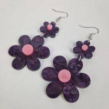 Load image into Gallery viewer, Purple Floral Acrylic Earrings
