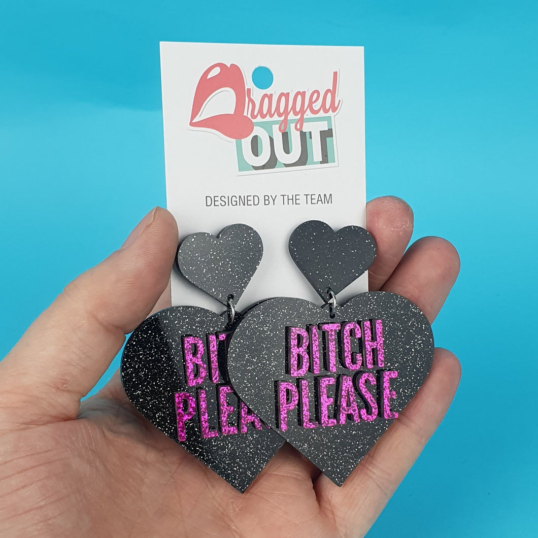 Bitch Please Heart Earrings