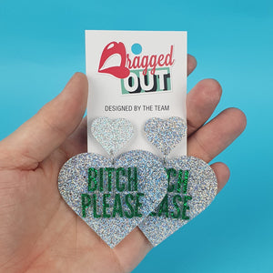 Bitch Please Heart Earrings