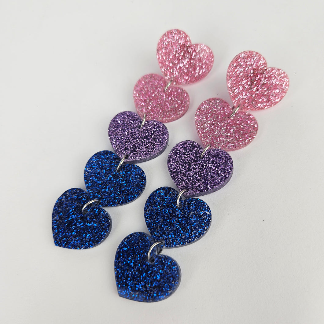 Bisexual Pride Heart Acrylic Earrings