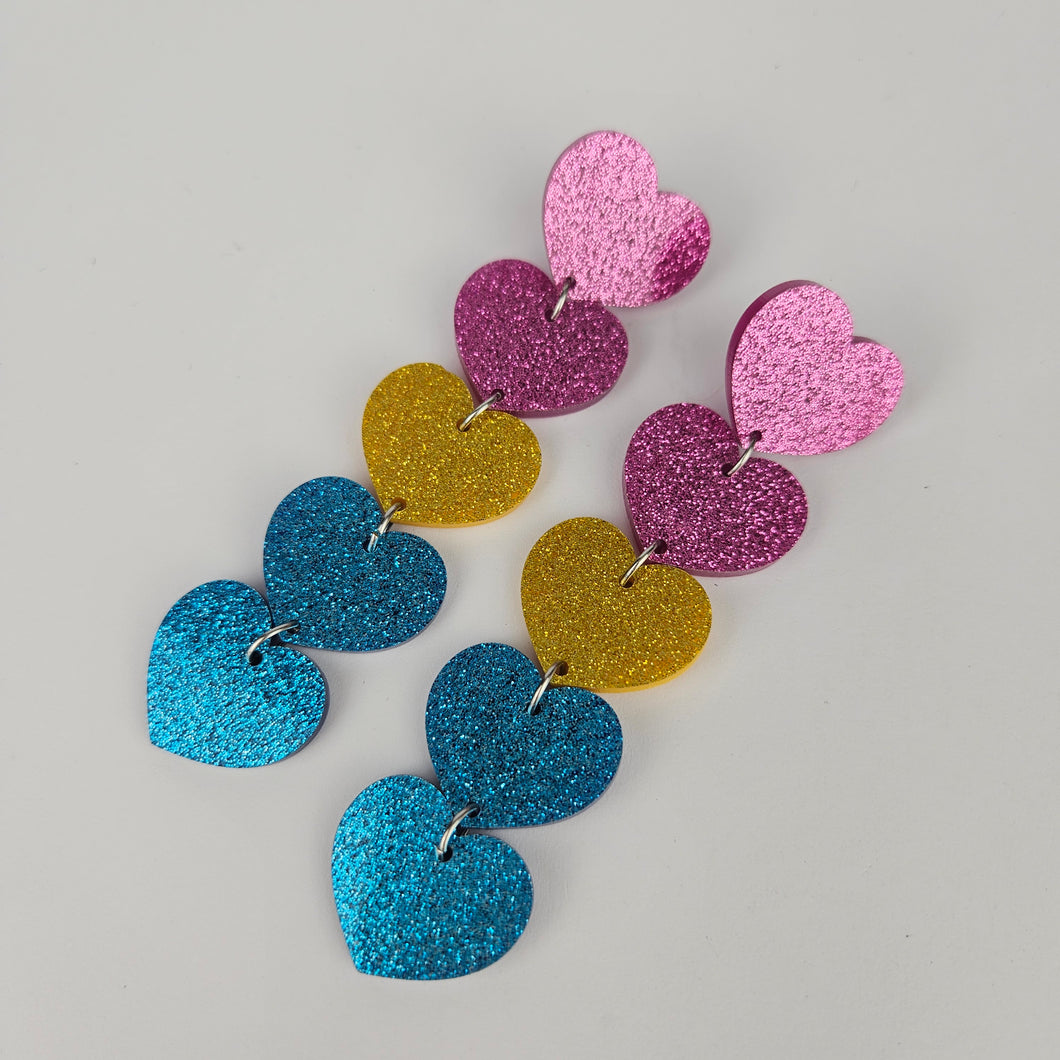 Pansexual Pride Heart Acrylic Earrings