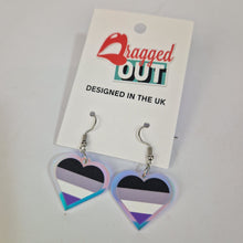Load image into Gallery viewer, Asexual Pride Small Heart Acrylic Earrings
