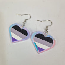 Load image into Gallery viewer, Asexual Pride Small Heart Acrylic Earrings
