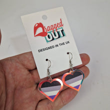 Load image into Gallery viewer, Asexual Pride Small Heart Acrylic Earrings

