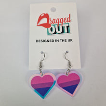 Load image into Gallery viewer, Bisexual Pride Small Heart Acrylic Earrings
