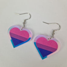 Load image into Gallery viewer, Bisexual Pride Small Heart Acrylic Earrings

