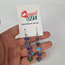 Load image into Gallery viewer, Love Heart Drop Rainbow Glitter Acrylic Earrings
