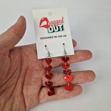 Load image into Gallery viewer, Love Heart Drop Red Mirror Acrylic Earrings
