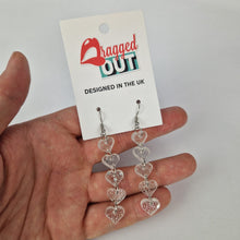 Load image into Gallery viewer, Love Heart Drop Snowflake Glitter Acrylic Earrings
