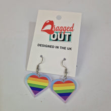 Load image into Gallery viewer, Gay Pride Small Heart Acrylic Earrings

