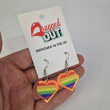 Load image into Gallery viewer, Gay Pride Small Heart Acrylic Earrings
